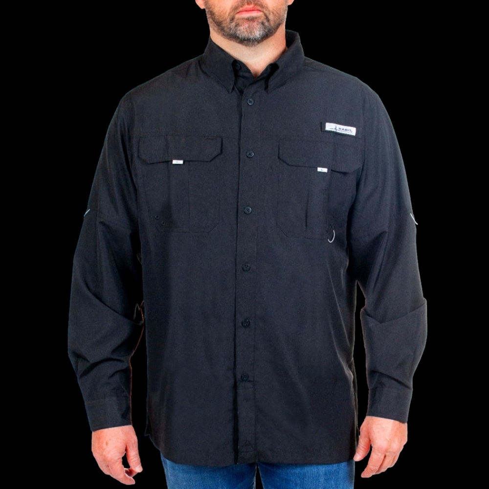 Habit Crayfish Creek Long Sleeve River Navy Button Down Medium Shirt